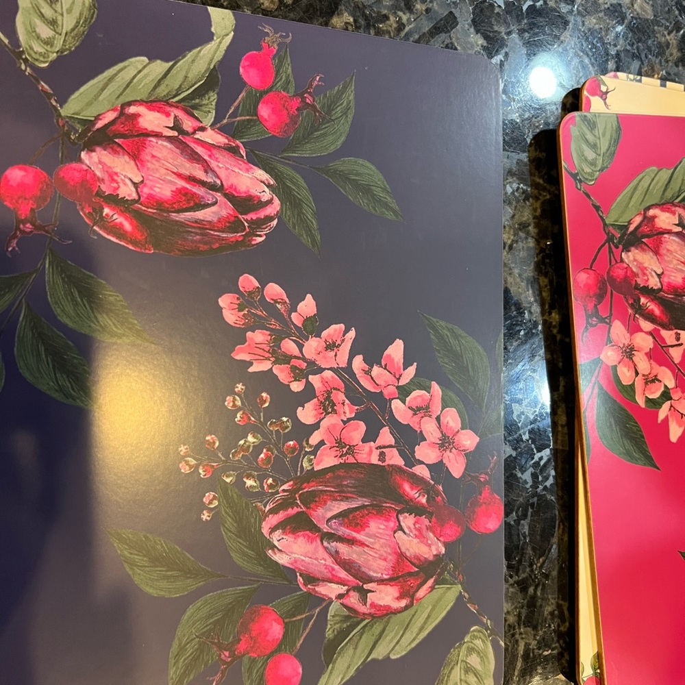 Joules Cork Backed Placemats Set of 4 - Blue Floral Multi